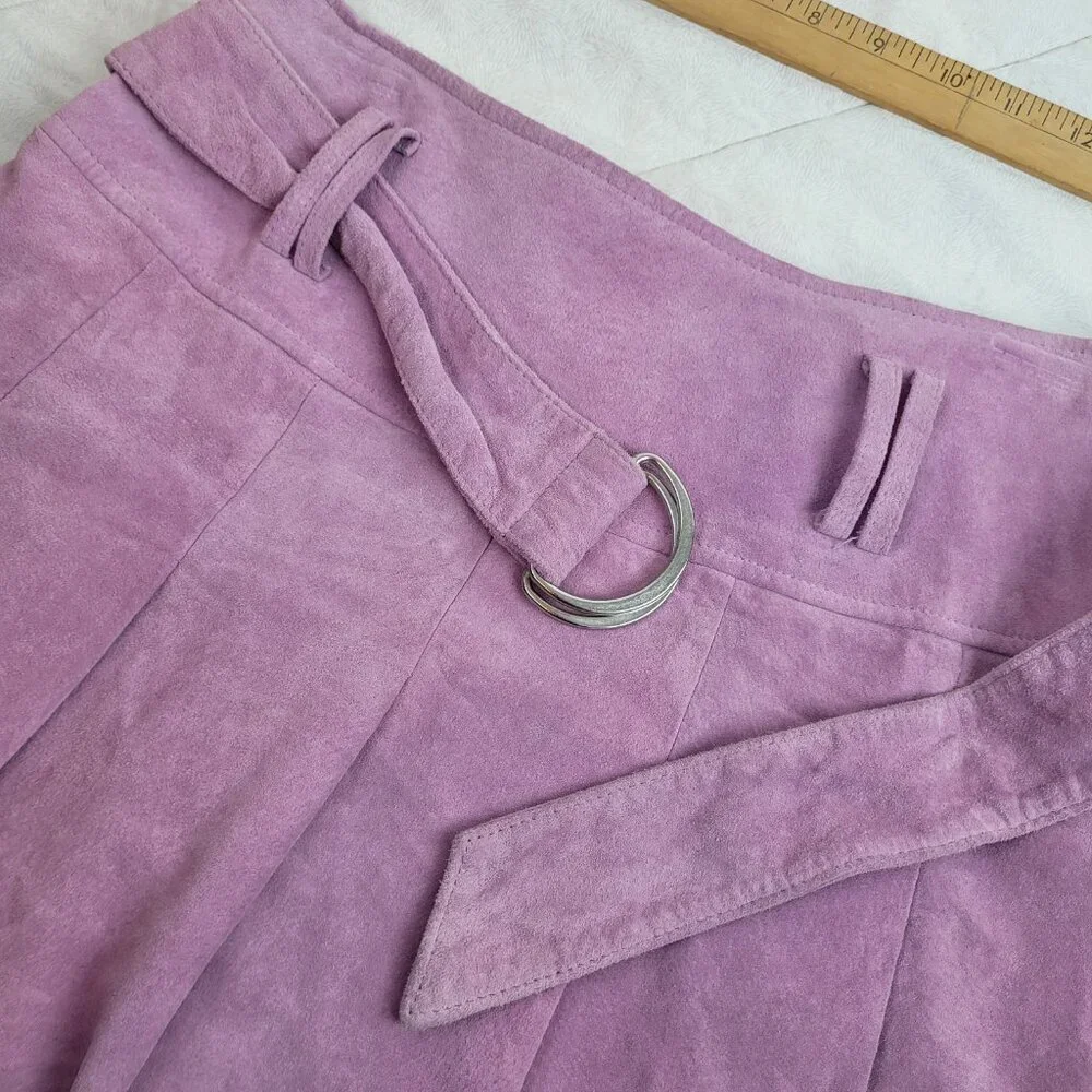 International Concepts mauve pink suede drop waist pleated skirt Y2k Preppy Sz 2
